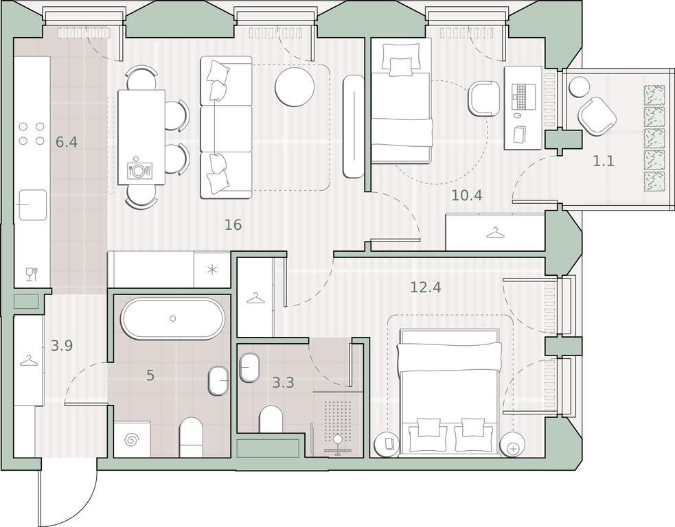 2-BD Apartment Sale, 58.5平方米 at Sreda na Lobachevskogo, Ochakovskoye Highway, Moscow, Russia #1 2-BD Apartment Sale, 58.5平方米 at Sreda na Lobachevskogo, Ochakovskoye Highway, Moscow, Russia #1