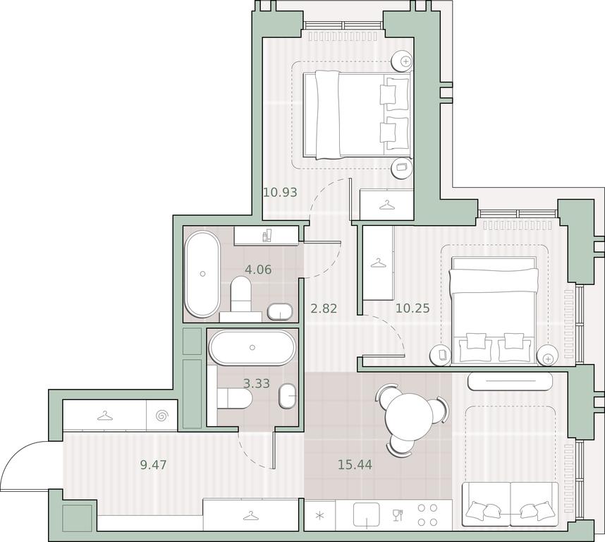 2-BD Apartment Sale, 56.3 sq. m. at Sreda na Kutuzovskom, Ivana Franko Street, Moscow, Russia #1 2-BD Apartment Sale, 56.3 sq. m. at Sreda na Kutuzovskom, Ivana Franko Street, Moscow, Russia #1