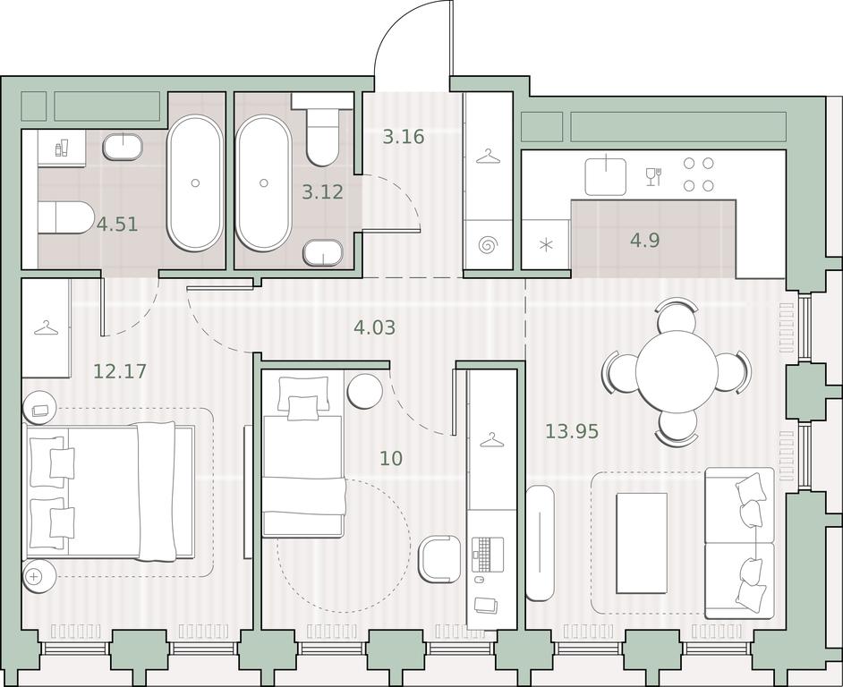 2-BD Apartment Sale, 55.84 sq. m. at Sreda na Kutuzovskom, Ivana Franko Street, Moscow, Russia #1 2-BD Apartment Sale, 55.84 sq. m. at Sreda na Kutuzovskom, Ivana Franko Street, Moscow, Russia #1