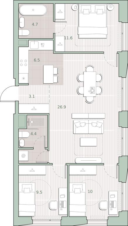 Продажа 3-комн. квартиры, 76,7 м² в ЖК «Среда на Лобачевского», Очаковское шоссе, Москва, Россия #1 Продажа 3-комн. квартиры, 76,7 м² в ЖК «Среда на Лобачевского», Очаковское шоссе, Москва, Россия #1