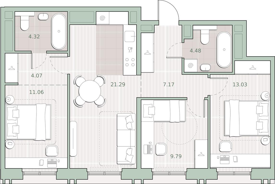 3-BD Apartment Sale, 75.21 sq. m. at Sreda na Kutuzovskom, Ivana Franko Street, Moscow, Russia #1 3-BD Apartment Sale, 75.21 sq. m. at Sreda na Kutuzovskom, Ivana Franko Street, Moscow, Russia #1