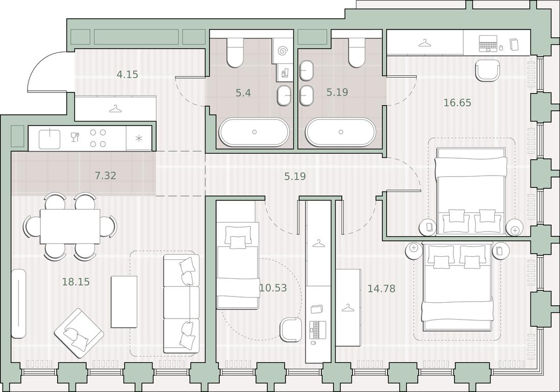 3-BD Apartment Sale, 87.36 sq. m. at Sreda na Kutuzovskom, Ivana Franko Street, Moscow, Russia #1 3-BD Apartment Sale, 87.36 sq. m. at Sreda na Kutuzovskom, Ivana Franko Street, Moscow, Russia #1