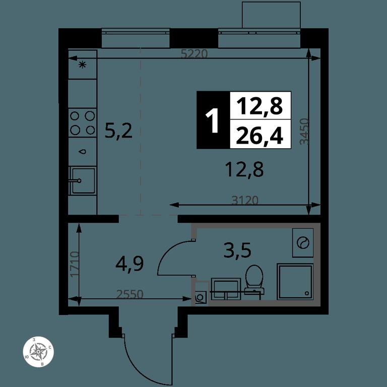 Apartment Sale, 26.4平方米 at Pervy Yuzhny, zhiloy kompleks Pervy Yuzhny, Leninskiy City District, Moscow Region, Russia #1 Apartment Sale, 26.4平方米 at Pervy Yuzhny, zhiloy kompleks Pervy Yuzhny, Leninskiy City District, Moscow Region, Russia #1