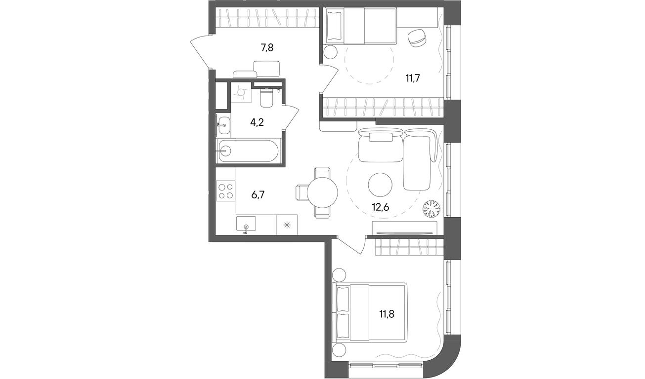 2-BD Apartment Sale, 54.8 sq. m. at Sokolniki (Sokolniki), Gastello Street, Moscow, Russia #1 2-BD Apartment Sale, 54.8 sq. m. at Sokolniki (Sokolniki), Gastello Street, Moscow, Russia #1