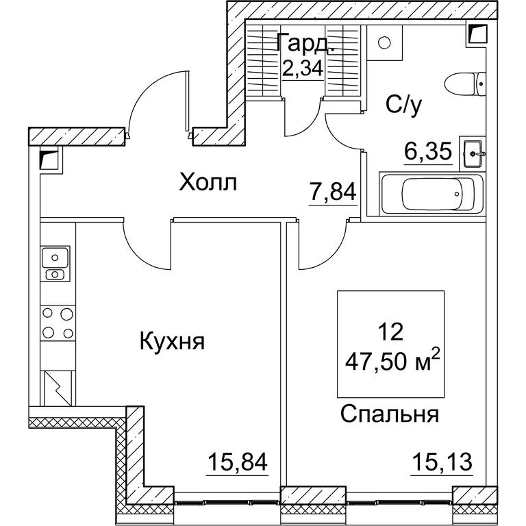1-BD Apartment Sale, 47.5 sq. m. at SEZAR CITY, 2nd Khoroshyovsky Drive, Moscow, Russia #1 1-BD Apartment Sale, 47.5 sq. m. at SEZAR CITY, 2nd Khoroshyovsky Drive, Moscow, Russia #1