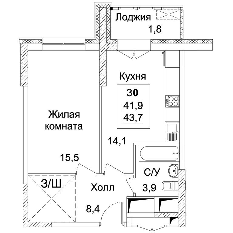 1-BD Apartment Sale, 43.7 sq. m. at Dinastiya, Khoroshyovskoye Highway, Moscow, Russia #1 1-BD Apartment Sale, 43.7 sq. m. at Dinastiya, Khoroshyovskoye Highway, Moscow, Russia #1