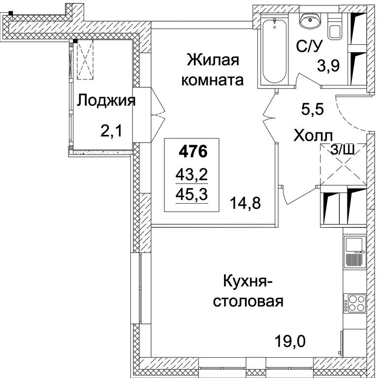 1-BD Apartment Sale, 45.3 sq. m. at Dinastiya, Khoroshyovskoye Highway, Moscow, Russia #1 1-BD Apartment Sale, 45.3 sq. m. at Dinastiya, Khoroshyovskoye Highway, Moscow, Russia #1
