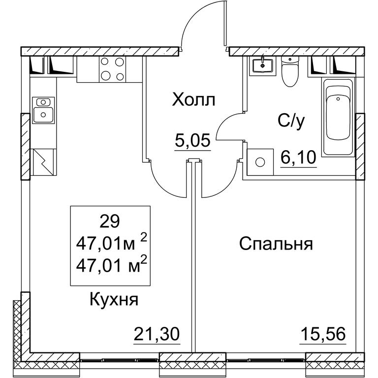 1-BD Apartment Sale, 47.01 sq. m. at SEZAR CITY, 2nd Khoroshyovsky Drive, Moscow, Russia #1 1-BD Apartment Sale, 47.01 sq. m. at SEZAR CITY, 2nd Khoroshyovsky Drive, Moscow, Russia #1