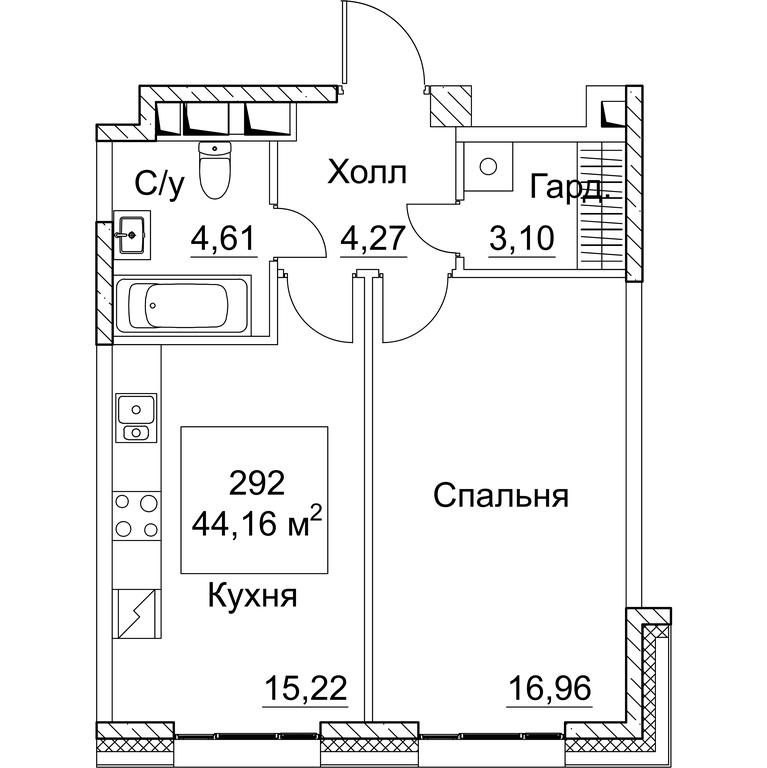 1-BD Apartment Sale, 44.16 sq. m. at SEZAR CITY, 2nd Khoroshyovsky Drive, Moscow, Russia #1 1-BD Apartment Sale, 44.16 sq. m. at SEZAR CITY, 2nd Khoroshyovsky Drive, Moscow, Russia #1