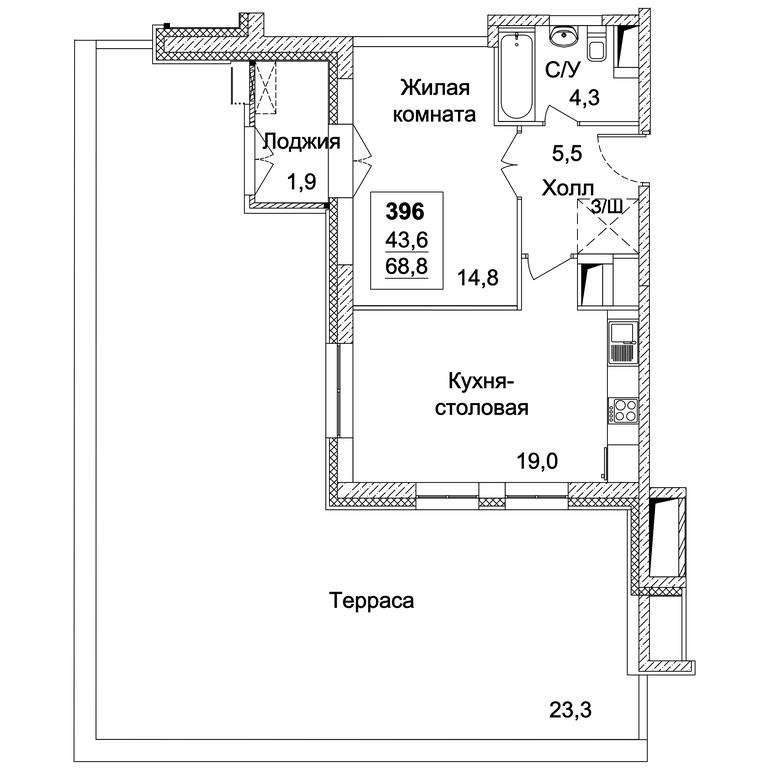 1-BD Apartment Sale, 68.8平方米 at Dinastiya, Khoroshyovskoye Highway, Moscow, Russia #2 1-BD Apartment Sale, 68.8平方米 at Dinastiya, Khoroshyovskoye Highway, Moscow, Russia #2