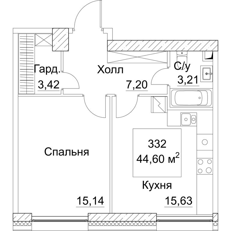 1-BD Apartment Sale, 45.54 sq. m. at SEZAR CITY, 2nd Khoroshyovsky Drive, Moscow, Russia #1 1-BD Apartment Sale, 45.54 sq. m. at SEZAR CITY, 2nd Khoroshyovsky Drive, Moscow, Russia #1