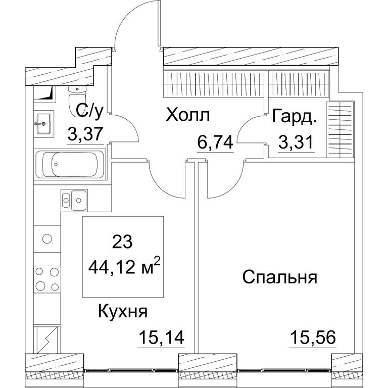 1-BD Apartment Sale, 44.26 sq. m. at SEZAR CITY, 2nd Khoroshyovsky Drive, Moscow, Russia #1 1-BD Apartment Sale, 44.26 sq. m. at SEZAR CITY, 2nd Khoroshyovsky Drive, Moscow, Russia #1