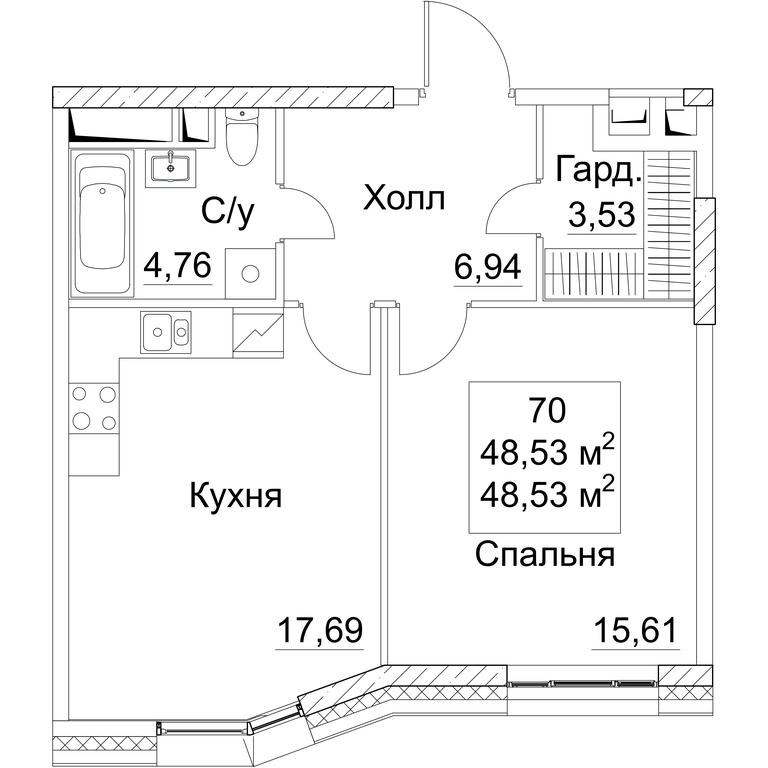 1-BD Apartment Sale, 48.53 sq. m. at SEZAR CITY, 2nd Khoroshyovsky Drive, Moscow, Russia #1 1-BD Apartment Sale, 48.53 sq. m. at SEZAR CITY, 2nd Khoroshyovsky Drive, Moscow, Russia #1