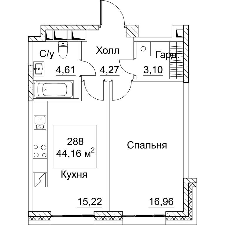 1-BD Apartment Sale, 44.16平方米 at SEZAR CITY, 2nd Khoroshyovsky Drive, Moscow, Russia #1 1-BD Apartment Sale, 44.16平方米 at SEZAR CITY, 2nd Khoroshyovsky Drive, Moscow, Russia #1