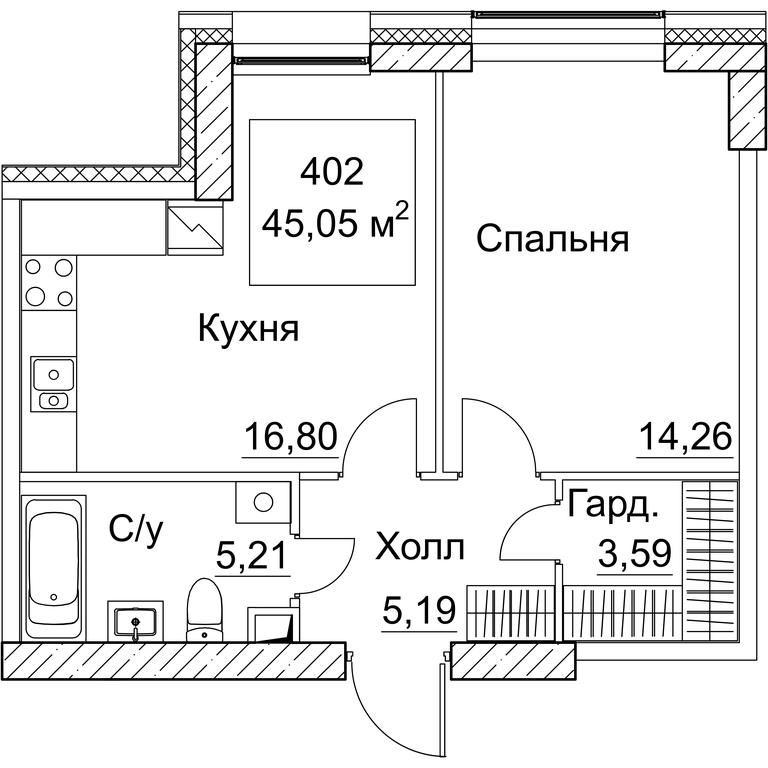 1-BD Apartment Sale, 45.99 sq. m. at SEZAR CITY, 2nd Khoroshyovsky Drive, Moscow, Russia #1 1-BD Apartment Sale, 45.99 sq. m. at SEZAR CITY, 2nd Khoroshyovsky Drive, Moscow, Russia #1