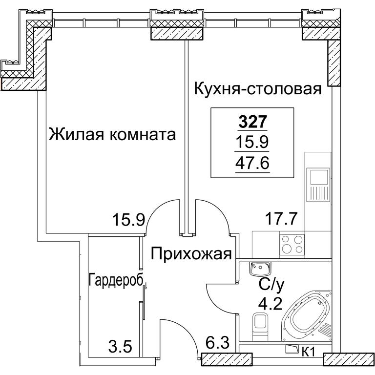 1-BD Apartment Sale, 47.7 sq. m. at Full House, Pokryshkina Street, 4, Moscow, Russia #1 1-BD Apartment Sale, 47.7 sq. m. at Full House, Pokryshkina Street, 4, Moscow, Russia #1