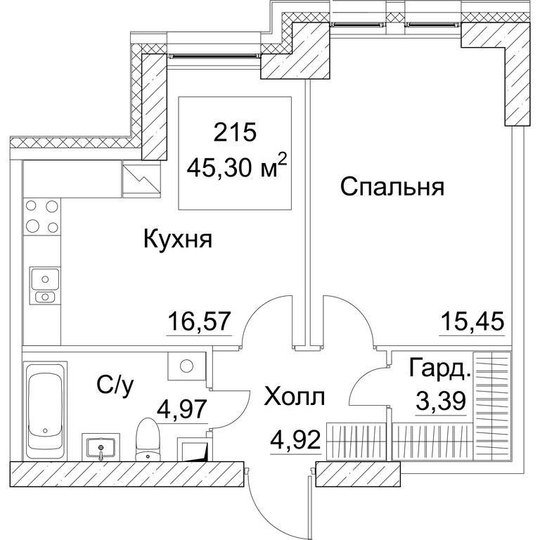 1-BD Apartment Sale, 46.24 sq. m. at SEZAR CITY, 2nd Khoroshyovsky Drive, Moscow, Russia #1 1-BD Apartment Sale, 46.24 sq. m. at SEZAR CITY, 2nd Khoroshyovsky Drive, Moscow, Russia #1