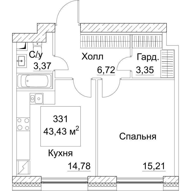 1-BD Apartment Sale, 44.37 sq. m. at SEZAR CITY, 2nd Khoroshyovsky Drive, Moscow, Russia #1 1-BD Apartment Sale, 44.37 sq. m. at SEZAR CITY, 2nd Khoroshyovsky Drive, Moscow, Russia #1