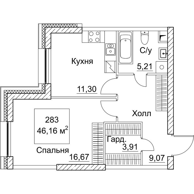 1-BD Apartment Sale, 46.16 sq. m. at SEZAR CITY, 2nd Khoroshyovsky Drive, Moscow, Russia #1 1-BD Apartment Sale, 46.16 sq. m. at SEZAR CITY, 2nd Khoroshyovsky Drive, Moscow, Russia #1