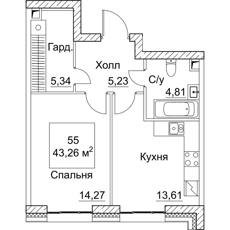 1-BD Apartment Sale, 43.26 sq. m. at SEZAR CITY, 2nd Khoroshyovsky Drive, Moscow, Russia #1 1-BD Apartment Sale, 43.26 sq. m. at SEZAR CITY, 2nd Khoroshyovsky Drive, Moscow, Russia #1