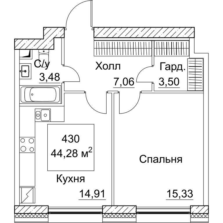 1-BD Apartment Sale, 45.22 sq. m. at SEZAR CITY, 2nd Khoroshyovsky Drive, Moscow, Russia #1 1-BD Apartment Sale, 45.22 sq. m. at SEZAR CITY, 2nd Khoroshyovsky Drive, Moscow, Russia #1