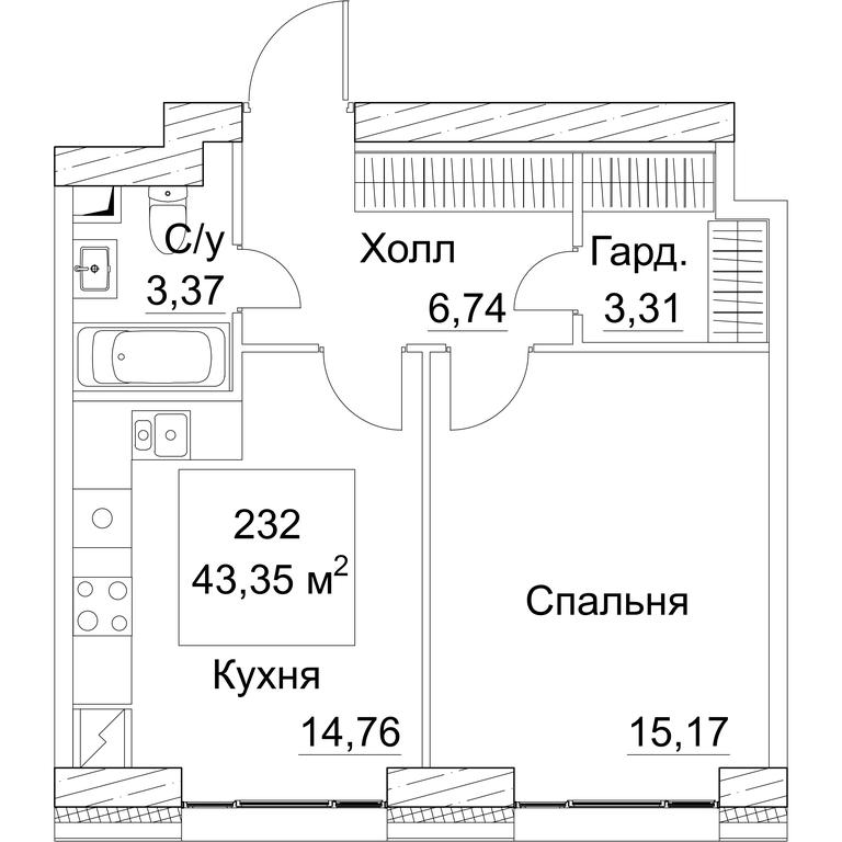 1-BD Apartment Sale, 44.29 sq. m. at SEZAR CITY, 2nd Khoroshyovsky Drive, Moscow, Russia #1 1-BD Apartment Sale, 44.29 sq. m. at SEZAR CITY, 2nd Khoroshyovsky Drive, Moscow, Russia #1