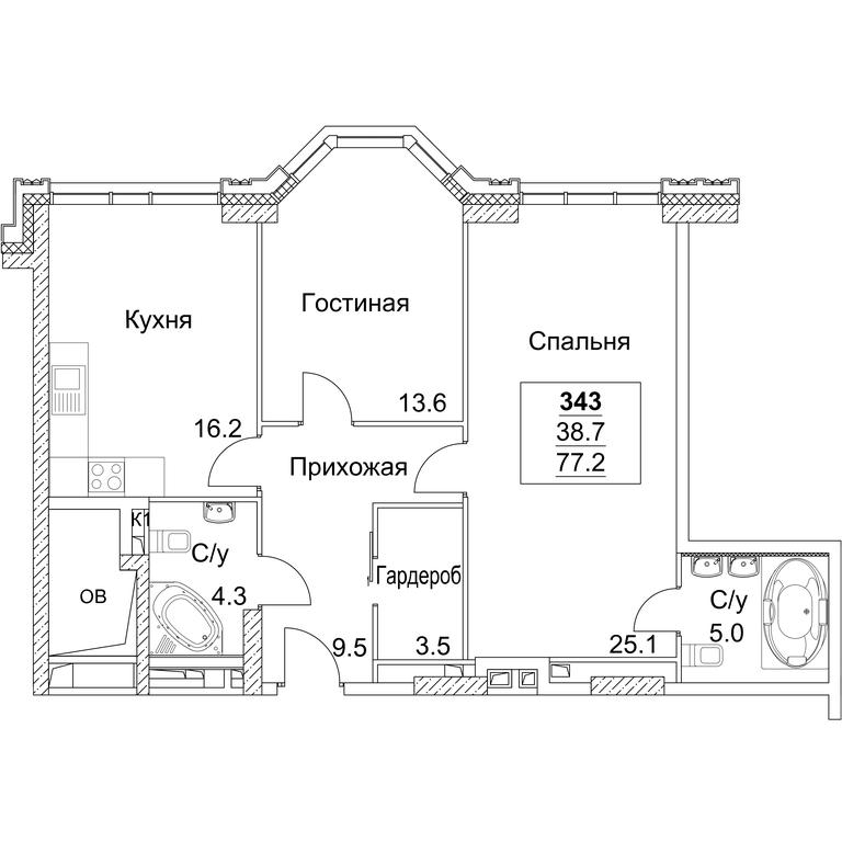 2-BD Apartment Sale, 77.6平方米 at Full House, Pokryshkina Street, 4, Moscow, Russia #2 2-BD Apartment Sale, 77.6平方米 at Full House, Pokryshkina Street, 4, Moscow, Russia #2