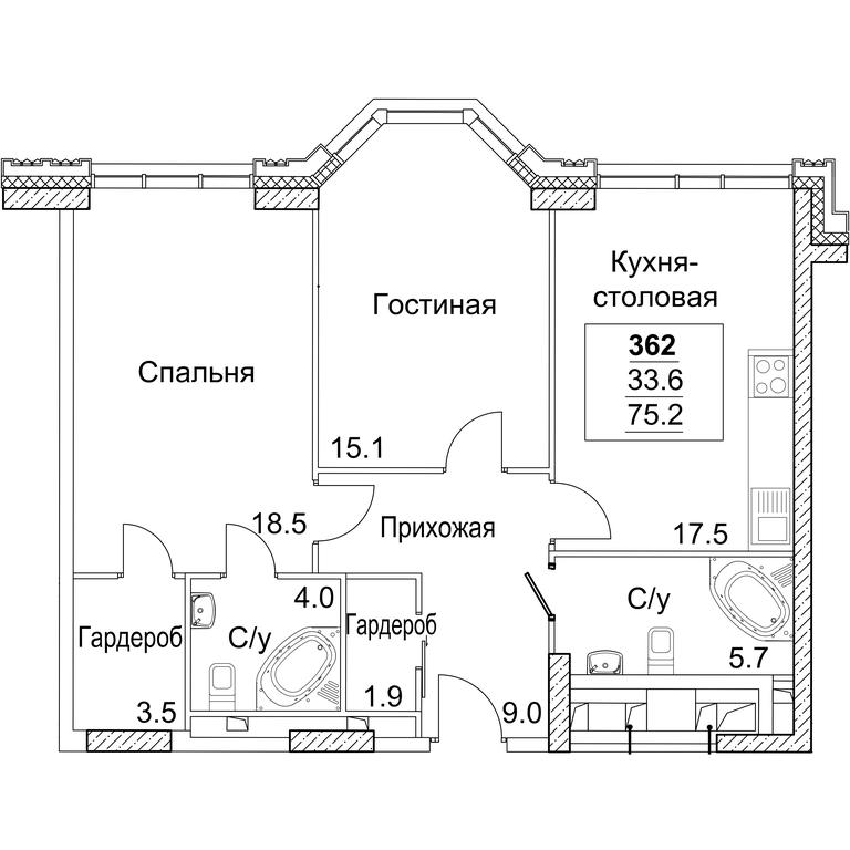 2-BD Apartment Sale, 75.1 sq. m. at Full House, Pokryshkina Street, 4, Moscow, Russia #1 2-BD Apartment Sale, 75.1 sq. m. at Full House, Pokryshkina Street, 4, Moscow, Russia #1