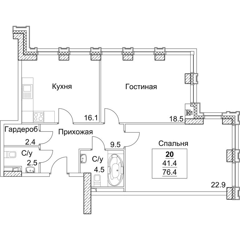2-BD Apartment Sale, 76.8平方米 at Full House, Pokryshkina Street, 4, Moscow, Russia #2 2-BD Apartment Sale, 76.8平方米 at Full House, Pokryshkina Street, 4, Moscow, Russia #2