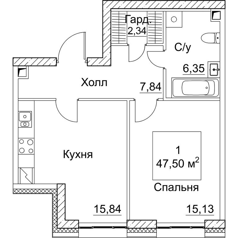 1-BD Apartment Sale, 47.5 sq. m. at SEZAR CITY, 2nd Khoroshyovsky Drive, Moscow, Russia #1 1-BD Apartment Sale, 47.5 sq. m. at SEZAR CITY, 2nd Khoroshyovsky Drive, Moscow, Russia #1