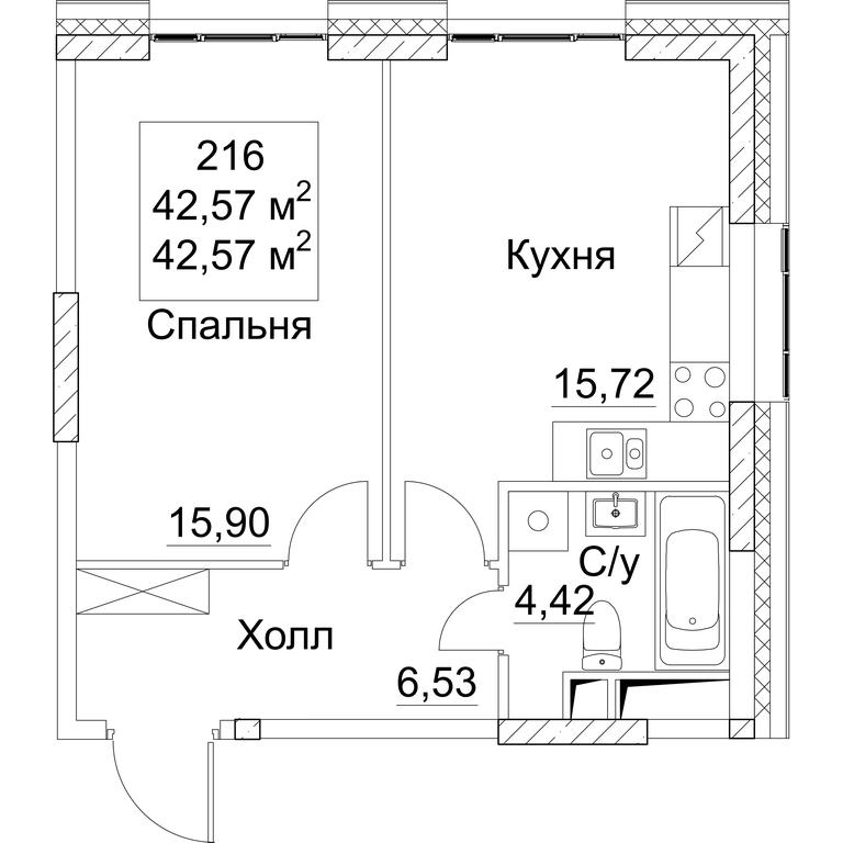 1-BD Apartment Sale, 42.57 sq. m. at SEZAR CITY, 2nd Khoroshyovsky Drive, Moscow, Russia #1 1-BD Apartment Sale, 42.57 sq. m. at SEZAR CITY, 2nd Khoroshyovsky Drive, Moscow, Russia #1