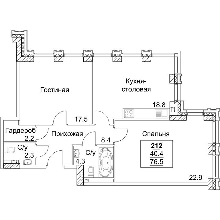 2-BD Apartment Sale, 77 sq. m. at Full House, Pokryshkina Street, 4, Moscow, Russia #1 2-BD Apartment Sale, 77 sq. m. at Full House, Pokryshkina Street, 4, Moscow, Russia #1