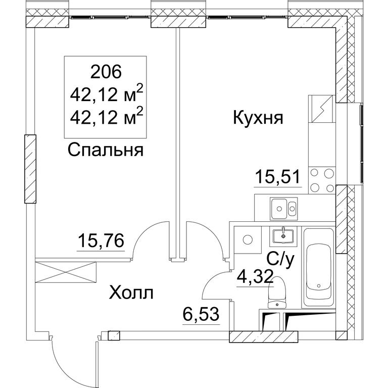 1-BD Apartment Sale, 42.12 sq. m. at SEZAR CITY, 2nd Khoroshyovsky Drive, Moscow, Russia #1 1-BD Apartment Sale, 42.12 sq. m. at SEZAR CITY, 2nd Khoroshyovsky Drive, Moscow, Russia #1