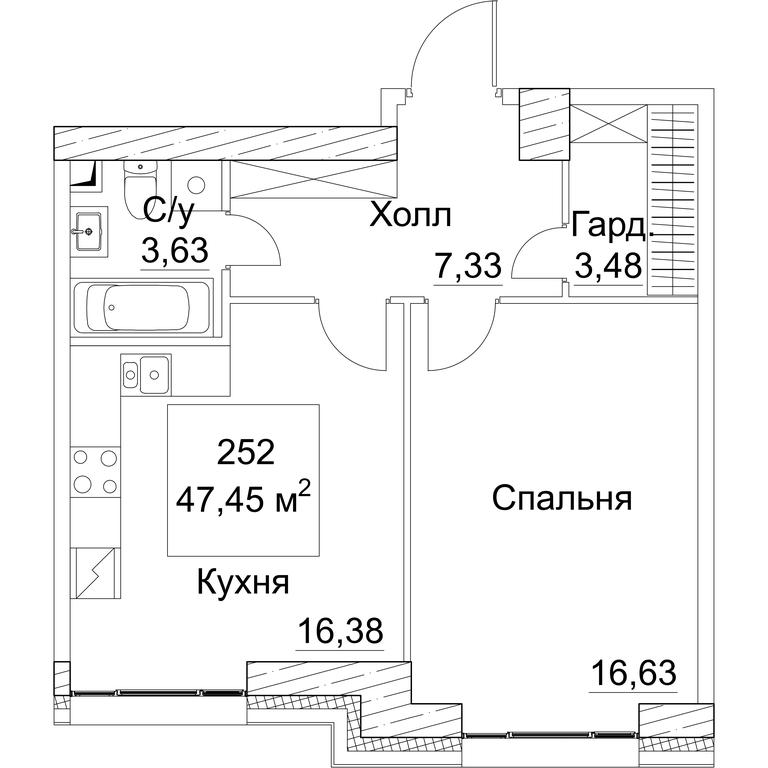 1-BD Apartment Sale, 48.39平方米 at SEZAR CITY, 2nd Khoroshyovsky Drive, Moscow, Russia #1 1-BD Apartment Sale, 48.39平方米 at SEZAR CITY, 2nd Khoroshyovsky Drive, Moscow, Russia #1