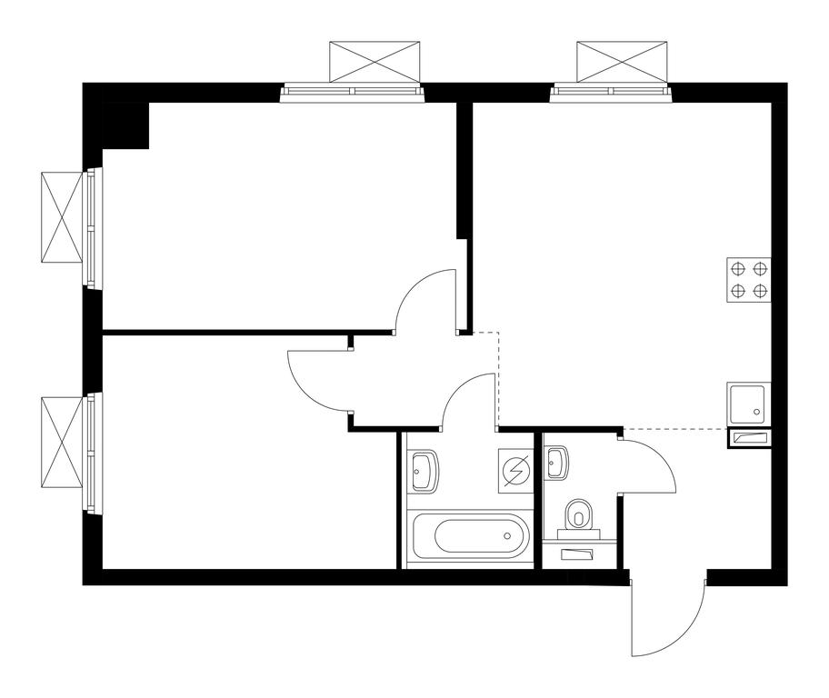 2-BD Apartment Sale, 51.8平方米 at Izmailovskiy Les, Reutovskaya Street, 11, Balashikha, Moscow Region, Russia #1