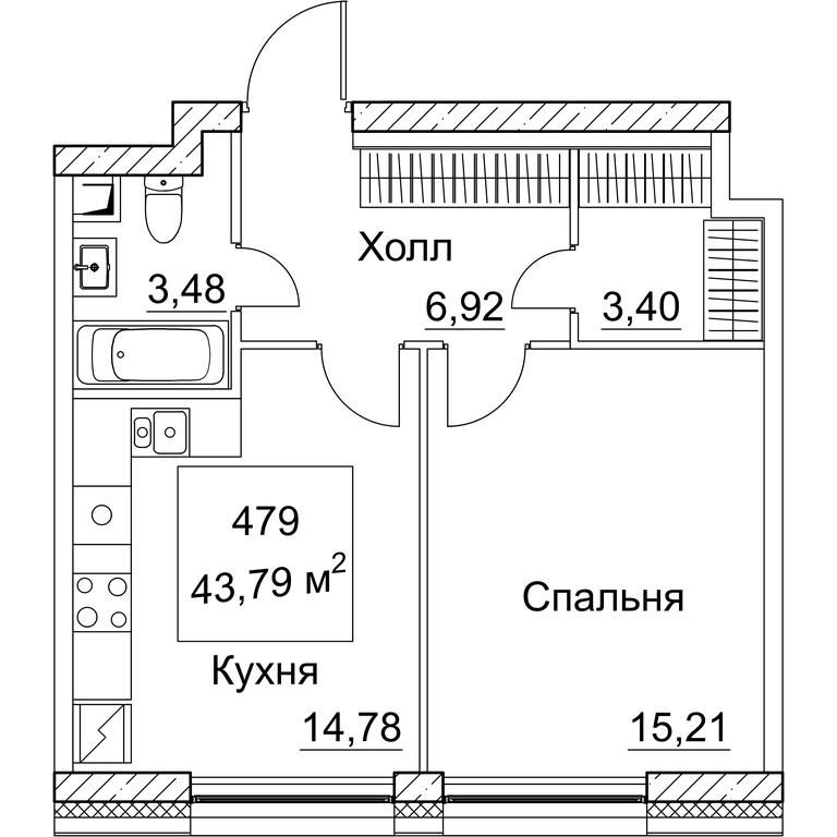 Продажа 1-комн. квартиры, 43,87 м² в ЖК «SEZAR CITY», 2-й Хорошёвский проезд, Москва, Россия #1