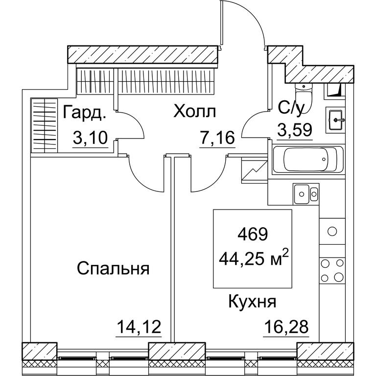 1-BD Apartment Sale, 45.19 sq. m. at SEZAR CITY, 2nd Khoroshyovsky Drive, Moscow, Russia #1 1-BD Apartment Sale, 45.19 sq. m. at SEZAR CITY, 2nd Khoroshyovsky Drive, Moscow, Russia #1