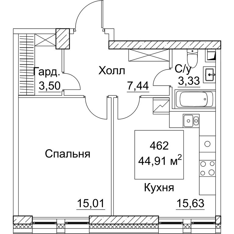 1-BD Apartment Sale, 45.85 sq. m. at SEZAR CITY, 2nd Khoroshyovsky Drive, Moscow, Russia #1 1-BD Apartment Sale, 45.85 sq. m. at SEZAR CITY, 2nd Khoroshyovsky Drive, Moscow, Russia #1