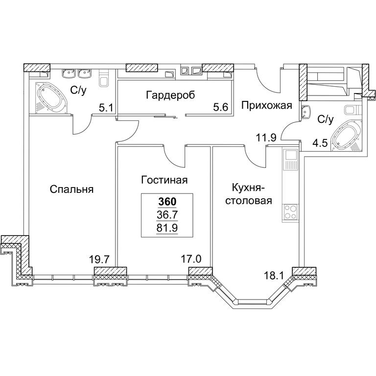 2-BD Apartment Sale, 81.8平方米 at Full House, Pokryshkina Street, 4, Moscow, Russia #1