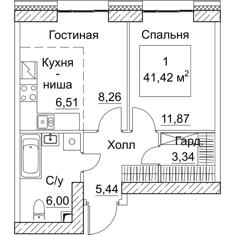 1-BD Apartment Sale, 41.42 sq. m. at SEZAR CITY, 2nd Khoroshyovsky Drive, Moscow, Russia #1 1-BD Apartment Sale, 41.42 sq. m. at SEZAR CITY, 2nd Khoroshyovsky Drive, Moscow, Russia #1