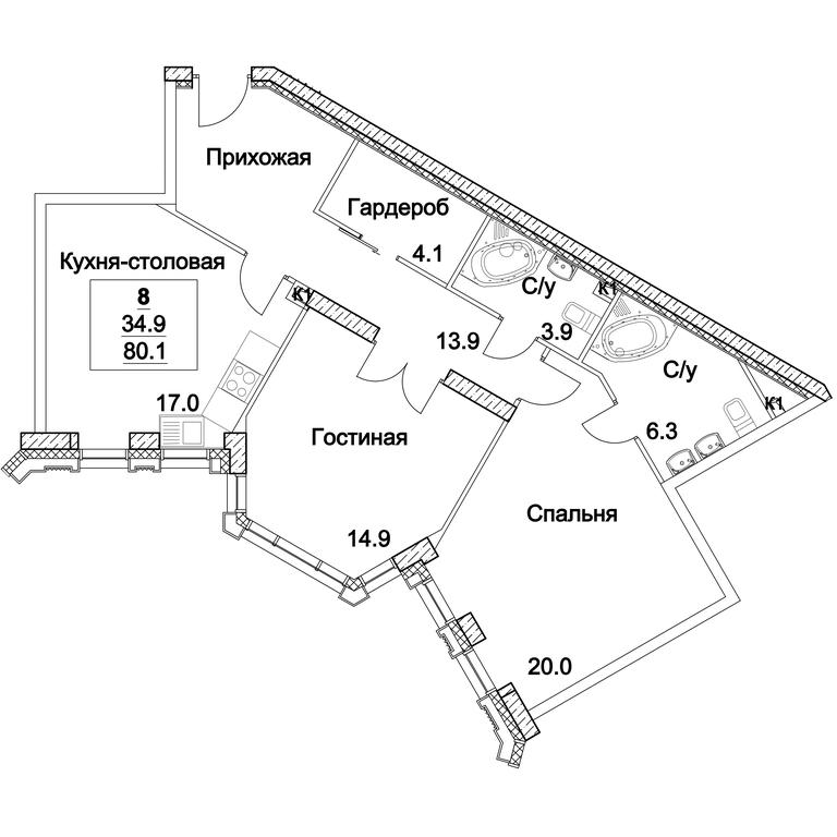 2-BD Apartment Sale, 82.6平方米 at Full House, Pokryshkina Street, 4, Moscow, Russia #2 2-BD Apartment Sale, 82.6平方米 at Full House, Pokryshkina Street, 4, Moscow, Russia #2