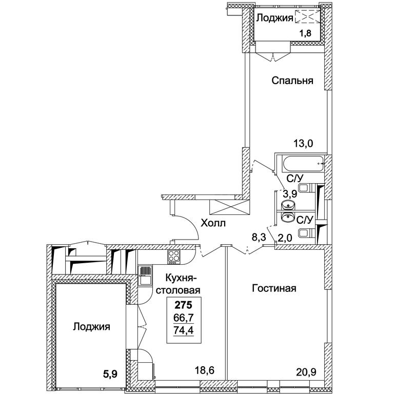 2-BD Apartment Sale, 74.4 sq. m. at Dinastiya, Khoroshyovskoye Highway, Moscow, Russia #2 2-BD Apartment Sale, 74.4 sq. m. at Dinastiya, Khoroshyovskoye Highway, Moscow, Russia #2