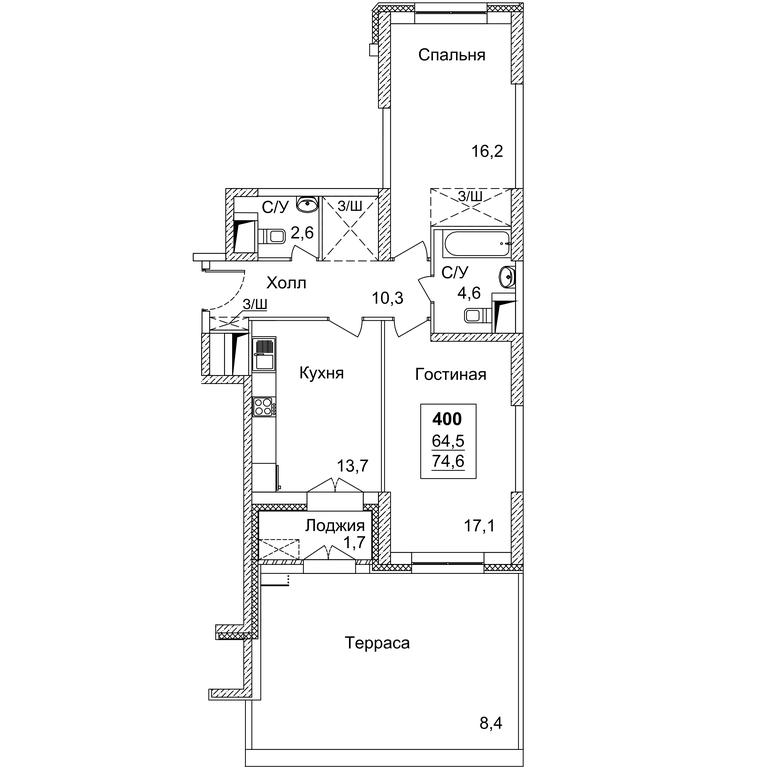 2-BD Apartment Sale, 74.6 sq. m. at Dinastiya, Khoroshyovskoye Highway, Moscow, Russia #1 2-BD Apartment Sale, 74.6 sq. m. at Dinastiya, Khoroshyovskoye Highway, Moscow, Russia #1