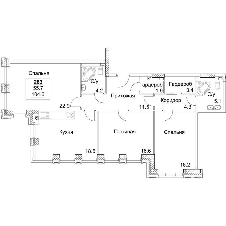 3-BD Apartment Sale, 105 sq. m. at Full House, Pokryshkina Street, 4, Moscow, Russia #1
