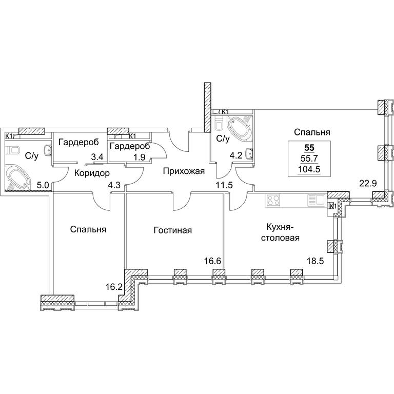 3-BD Apartment Sale, 104.9 sq. m. at Full House, Pokryshkina Street, 4, Moscow, Russia #1 3-BD Apartment Sale, 104.9 sq. m. at Full House, Pokryshkina Street, 4, Moscow, Russia #1