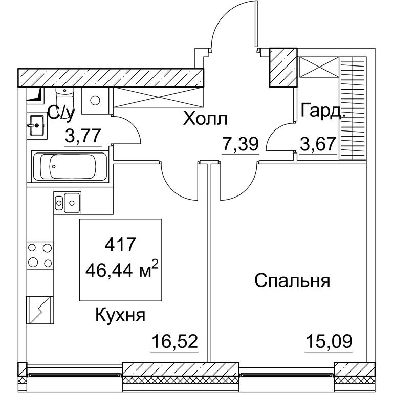 1-BD Apartment Sale, 47.38 sq. m. at SEZAR CITY, 2nd Khoroshyovsky Drive, Moscow, Russia #1 1-BD Apartment Sale, 47.38 sq. m. at SEZAR CITY, 2nd Khoroshyovsky Drive, Moscow, Russia #1