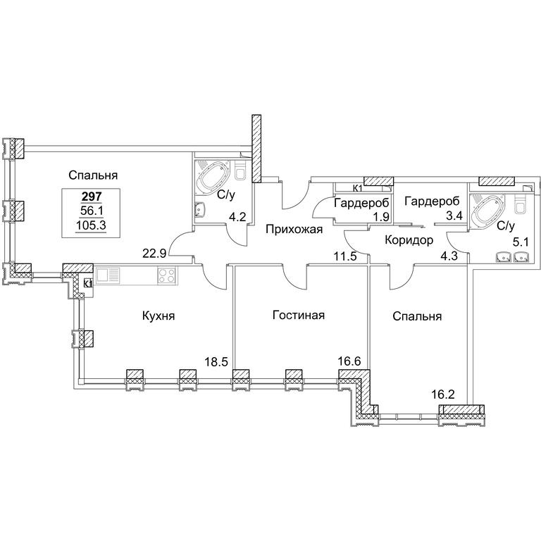 3-BD Apartment Sale, 105.7平方米 at Full House, Pokryshkina Street, 4, Moscow, Russia #1
