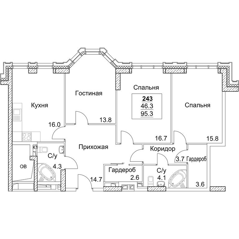 Продажа 3-комн. квартиры, 95,3 м² в ЖК «Фулл Хаус (Full House)», улица Покрышкина, 4, Москва, Россия #2 Продажа 3-комн. квартиры, 95,3 м² в ЖК «Фулл Хаус (Full House)», улица Покрышкина, 4, Москва, Россия #2
