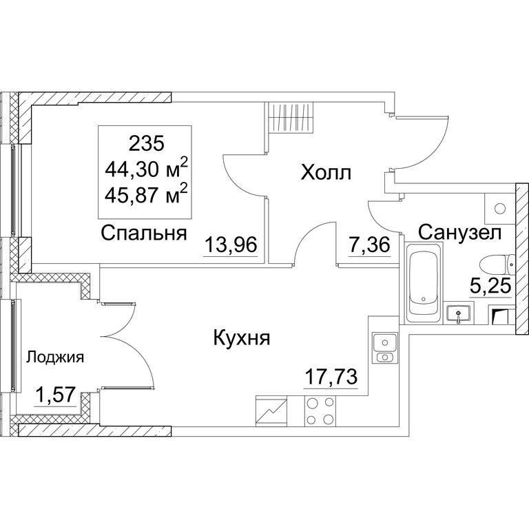 1-BD Apartment Sale, 45.87平方米 at SEZAR CITY, 2nd Khoroshyovsky Drive, Moscow, Russia #1 1-BD Apartment Sale, 45.87平方米 at SEZAR CITY, 2nd Khoroshyovsky Drive, Moscow, Russia #1