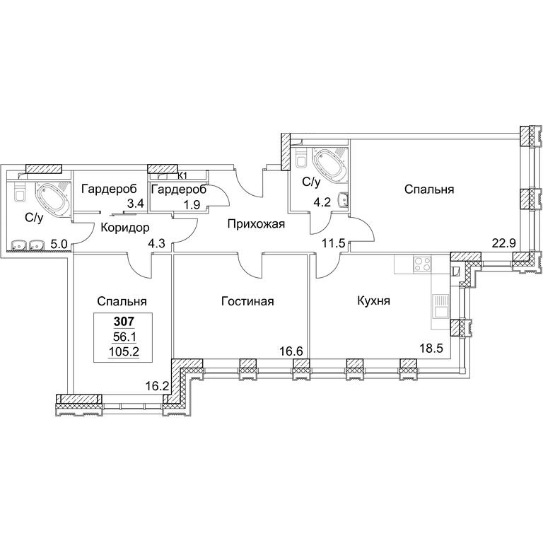 3-BD Apartment Sale, 105.4 sq. m. at Full House, Pokryshkina Street, 4, Moscow, Russia #2